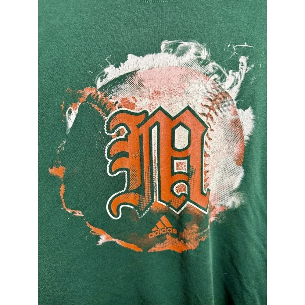 Miami Hurricanes Adidas Green Climalite Performance Baseball T-Shirt Size XL - Picture 4 of 9